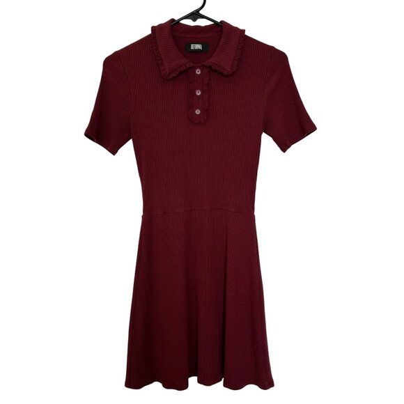 Reformation Wimbledon Collared Ribbed Knit Tennis Dress Garnet Red Size Small - Picture 1 of 9